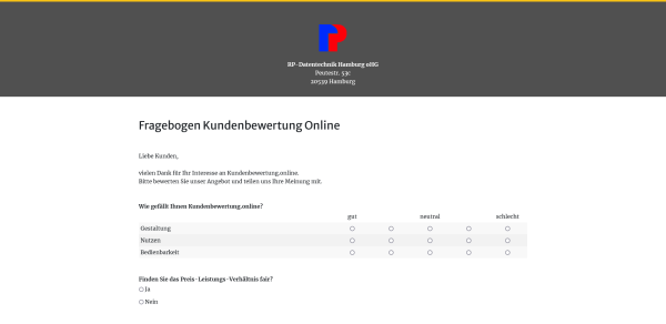 Screenshot Kundenbewertung